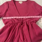 Free Kisses NWT- Barbie Pink Blouse Size Medium-Deep V-Neck Photo 8