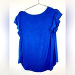 PaperMoon 💙 Blue Ruffle Sleeve Blouse High-Low Hem Top Women’s Large Trendy Chic Photo 5