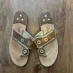 Jack Rogers  Brown Leather Sandals with Gold Accents Photo 0
