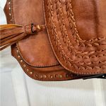 Antik Kraft Brown Boho Tassel Crossbody Bag with Stud Trim Photo 2