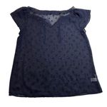 Loft Cap Sleeve Polka Dot Semi Sheer Blouse Size Small Preppy Office Nautical Photo 1