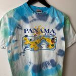 Vintage Y2K Panama Canal T Shirt Multicolor Small S Tie Dye Graphic Tee Logo Yellow Photo 8