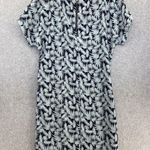 Caslon Calson Women's Shift Dress Size Small Blue Palm Fronds Cuffed Short Sleeve Photo 1