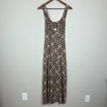 J.Jill Maxi Dress Medium Brown Beige Sleeveless Floral Stretch Racerback Boho M Photo 10