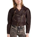 Veronica Beard NWT Marea Leather Moto Jacket in Brown Size 2 Photo 2