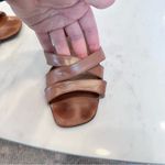 Bottega Veneta  Light Brown Leather Strappy Block Heel Sandal with Gold Buckle 8B Photo 7