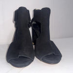 Michael Kors Old Money Classic Gold Black Sueded Velvet Peep Toe Heels 9.5M Photo 5