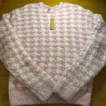 SKIMS NWT  knit pullover sweatshirt petal houndstooth L/XL Photo 2