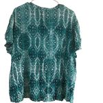 Laura Scott  Paisley Green and White Blouse Size 3X Photo 9