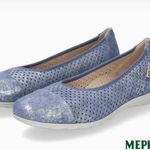 Mephisto Erika Perforated Ballet Flat Leather Denim Blue Metallic size 8.5 Photo 12