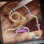 Baby Blue Flower Floral Crystal Jewelled Dainty Choker Necklace Photo 0