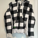 Fox Racing Girls Sz:XL Black White Checkered Plaid Sherpa Lined Full Zip Hoodie. Photo 0