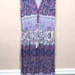 Lucky Brand Women’s Boho Floral Print V-Neck Drawstring Waist Tank Maxi Dress Photo 0