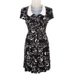 KILLSTAR  Black White Milky Way Babydoll Dress Cap Sleeve Jersey Knit Women's XS Photo 1