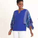 Chico's Chico’s Printed Kimono Sleeve Top 570262629‎ Sz 0/S Photo 1