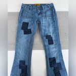 Set/2 MEK Denim Keros Skinny Super Bell Low Rise Flare Jeans Patchwork Dk Rinse Blue Size 24 Photo 7