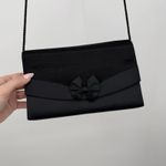 La Regale Black Satin Bow Crossbody Bag Purse Evening Formal Classic Timeless Photo 2