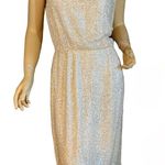 VINTAGE 1960'S CREAM SILK COCKTAIL DRESS WITH SEQUINS (APPX S/M) Size M Photo 0