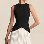 Black and white Pleated Hem Mini Dress Small NWT COMMENSE Photo 0