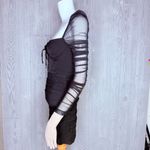 Oh Polly  corset front sheer body con long sleeve roughed little black dress 2 Photo 4
