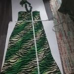 Fresh Of L.A Keyhole Beaded Halter Maxi L Animal Print Vacation Dopamine Boho Green Size L Photo 6