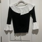 Long sleeve black blouse with white collar bow Size XXS Photo 2
