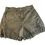 American Eagle  women's size 4 distressed military green shorts Photo 0