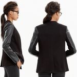 Madewell  Size 8 Black Leather Trim Collarless Moto Blazer Jacket Business Casual Photo 1