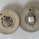 Vintage Clip On Earrings Gray & Light Blue Circle Retro 90s Photo 2