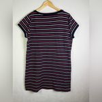 Talbots  Petites Women’s Striped Knit T-shirt Mini Dress Navy Pink White Sz LP Photo 3