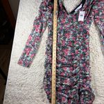 ASTR THE LABEL Black Pink Floral Mesh Ruched V Neck Long Sleeve Mini Dress M Size M Photo 5