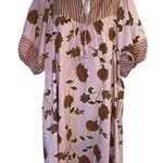 Knox Rose Dress Womens L Purple Orange Floral Boho V Neck Puff Sleeve Peasant Photo 1