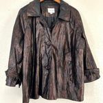 Erin London π¦ Brown Shimmery Metallic Faux Snakeskin Wide Sleeve Jacket 1X Photo 0