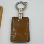 Tignanello Black Leather Silver Metal Key Fob Bag Charm Keychain Hang Tag Brown Photo 2