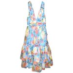 Lulus Perfectly Divine Blue Floral Tulle Tiered Ruffle Midi Dress Sz M NWT Size M Photo 3