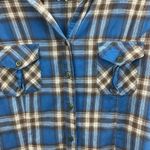 Soho  Look Womans Plaid Button‎ Front Flannel Shirt with Roll Tab Sleeves Size Sm Photo 1
