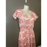 Alamwar Dress Womens Large White Red Floral V Neck Maxi Boho Tassel Tiered Photo 4