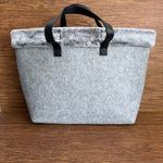 Barnes & Noble‎ Book Holiday Travel Overnight Grey Tote Bag Faux Fur Trim Chic Gray Photo 5