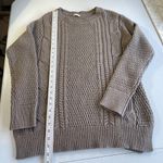 Gap Women’s M Boyfriend Cable Knit Pullover Sweater Long Sleeve Mushroom Brown Photo 13