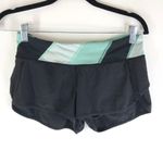 Lululemon Womens Speed Shorts Running Lined Striped Black Mint Green White 4 Photo 0