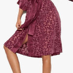 Victoria's Secret Vintage Floral Velvet Burnout Maroon Kimono Robe M/L Feminine Photo 0