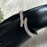 Monet  bypass etched  silver tone cuff Bracelet Photo 6