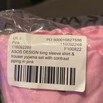 ASOS Design Women’s Long Sleeve Shirt & Pants Pajama Set Pink Piping Size 4 NEW Photo 3