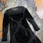 Hale Bob  Black Silk Burnout Velvet Long Sleeve Dress Photo 2