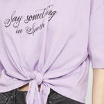 ZARA NWT  SAY SOMETHING IN SPANISH SLOGAN T SHIRT TIE FRONT SMALL RELAX FIT Photo 3