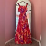 SO Beachy vibrant tropical resort-wear waist cutout long tiered maxi dress NWT XS Photo 4