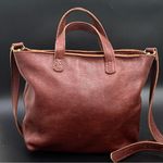 PLG PORTLAND Leather Goods “Almost Perfect” Mini Crossbody Zip Tote Bag Cognac Brown Photo 2