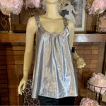 MIX IT SILVER SHINY SLEEVELESS BABY DOLL TUNIC NWT (M) Size M Photo 1