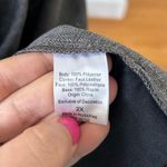 Natori Grey & Faux Leather Trim Open Kimono Cardigan Photo 4