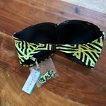 Seafolly  Australia‎ Twist Bandeau Bikini Top Geometric Green Neon Black Size 10 Photo 4